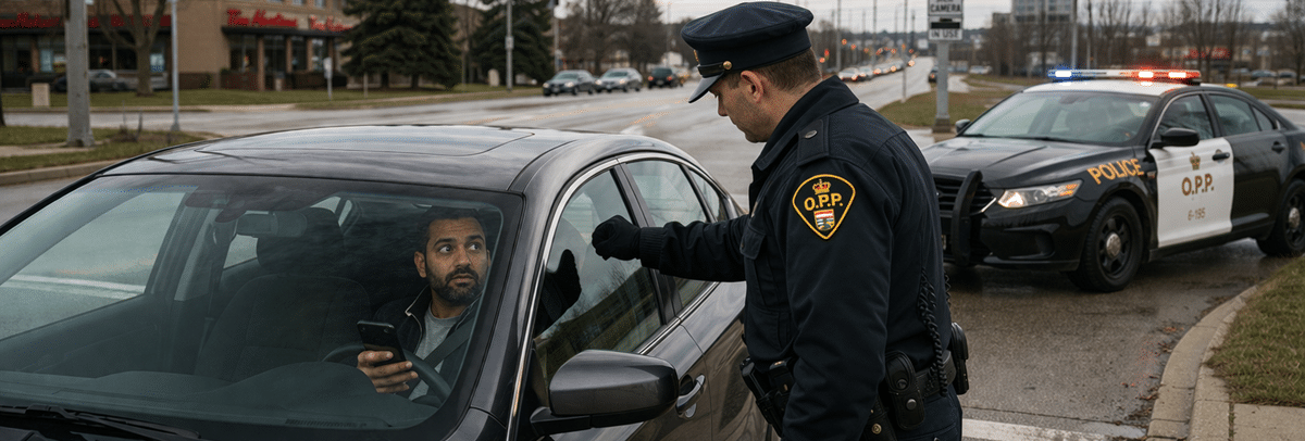 Officer catching a driver using phone while driving